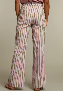 Best River Woods Multicolor gestreepte broek met wijde pijpen -