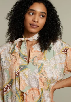 Outlet River Woods Multicolor kleed in fantasieprint met strikceintuur -