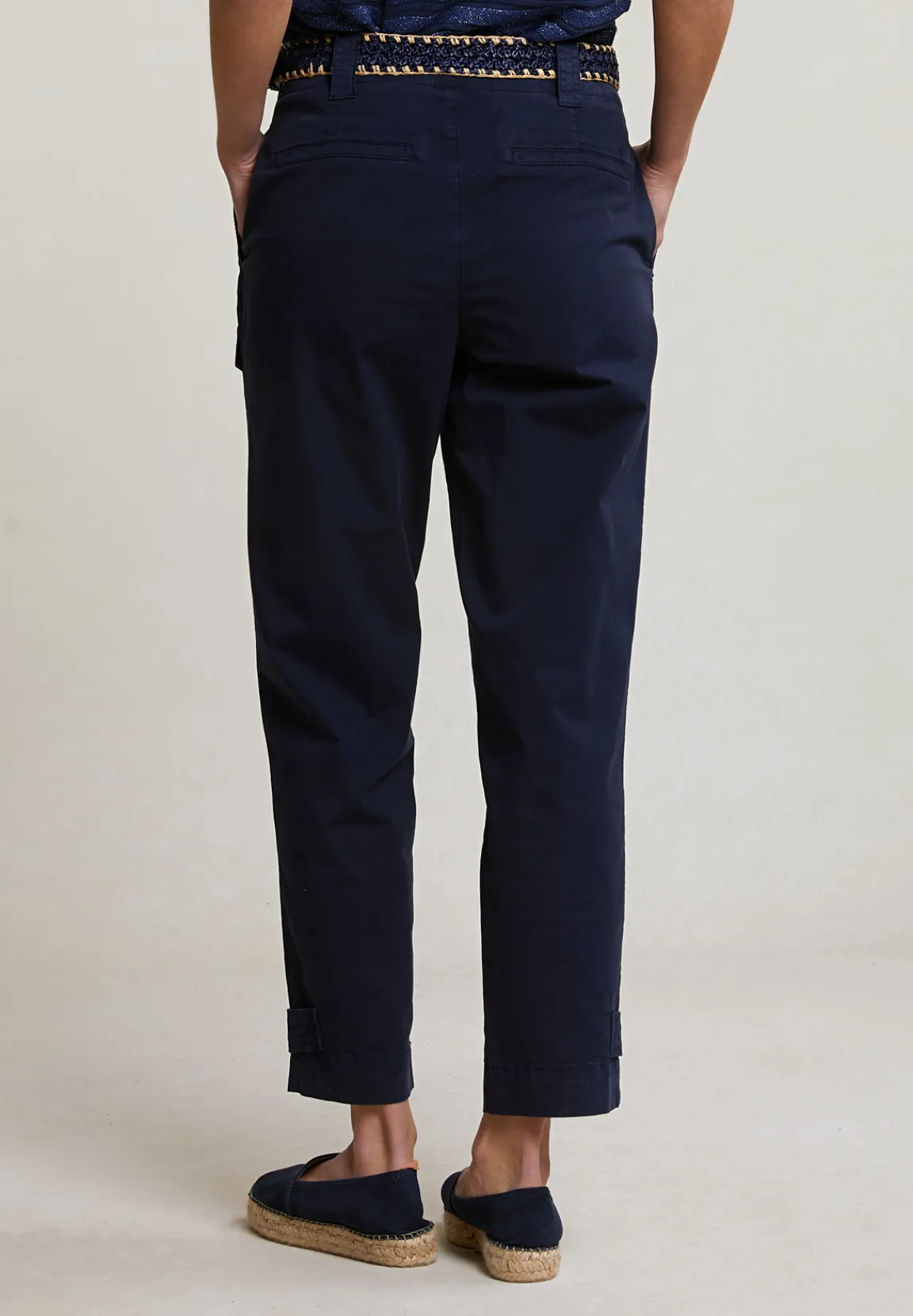 Hot River Woods Navy lange broek opgestikte zak -