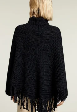 Discount River Woods Navy mouwloze rolkraag poncho -
