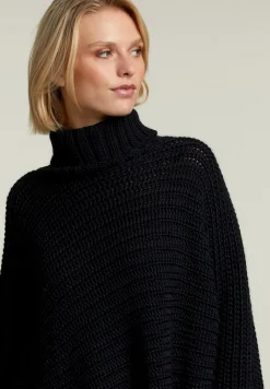 Discount River Woods Navy mouwloze rolkraag poncho -