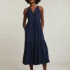 Outlet River Woods Navy mouwloze V-hals jurk -