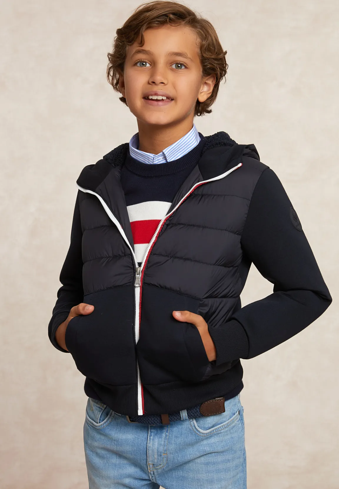 Clearance River Woods Neopreen gewatteerde jas met kap admiral blue -