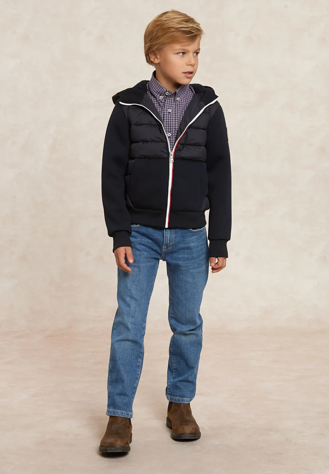 Clearance River Woods Neopreen gewatteerde jas met kap admiral blue -