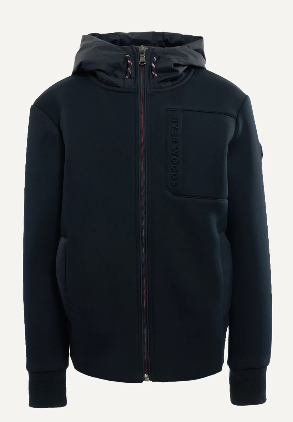 Discount River Woods Neopreen jas met kap borstzak navy blue -