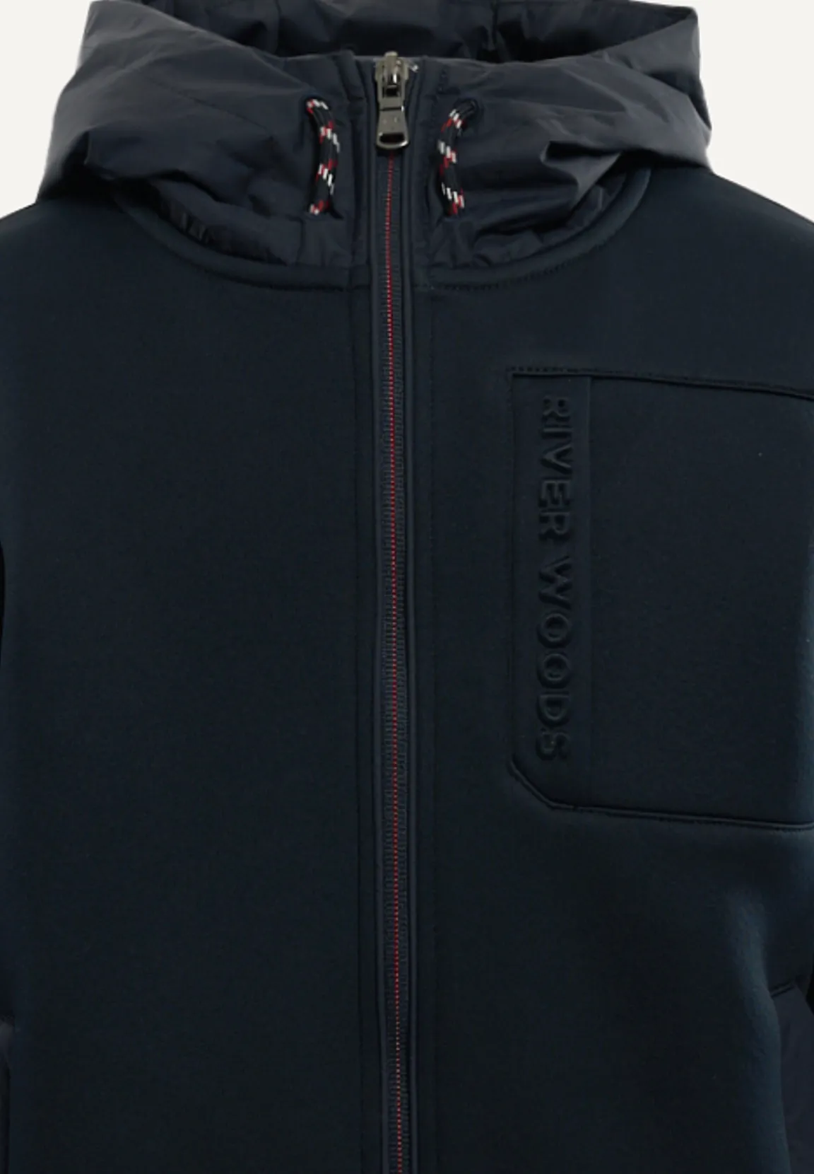 Discount River Woods Neopreen jas met kap borstzak navy blue -