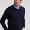 Clearance River Woods Normal fit basic katoenen V-hals trui navy -