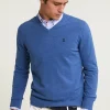 Hot River Woods Normal fit basic katoenen V-hals trui lake mix -