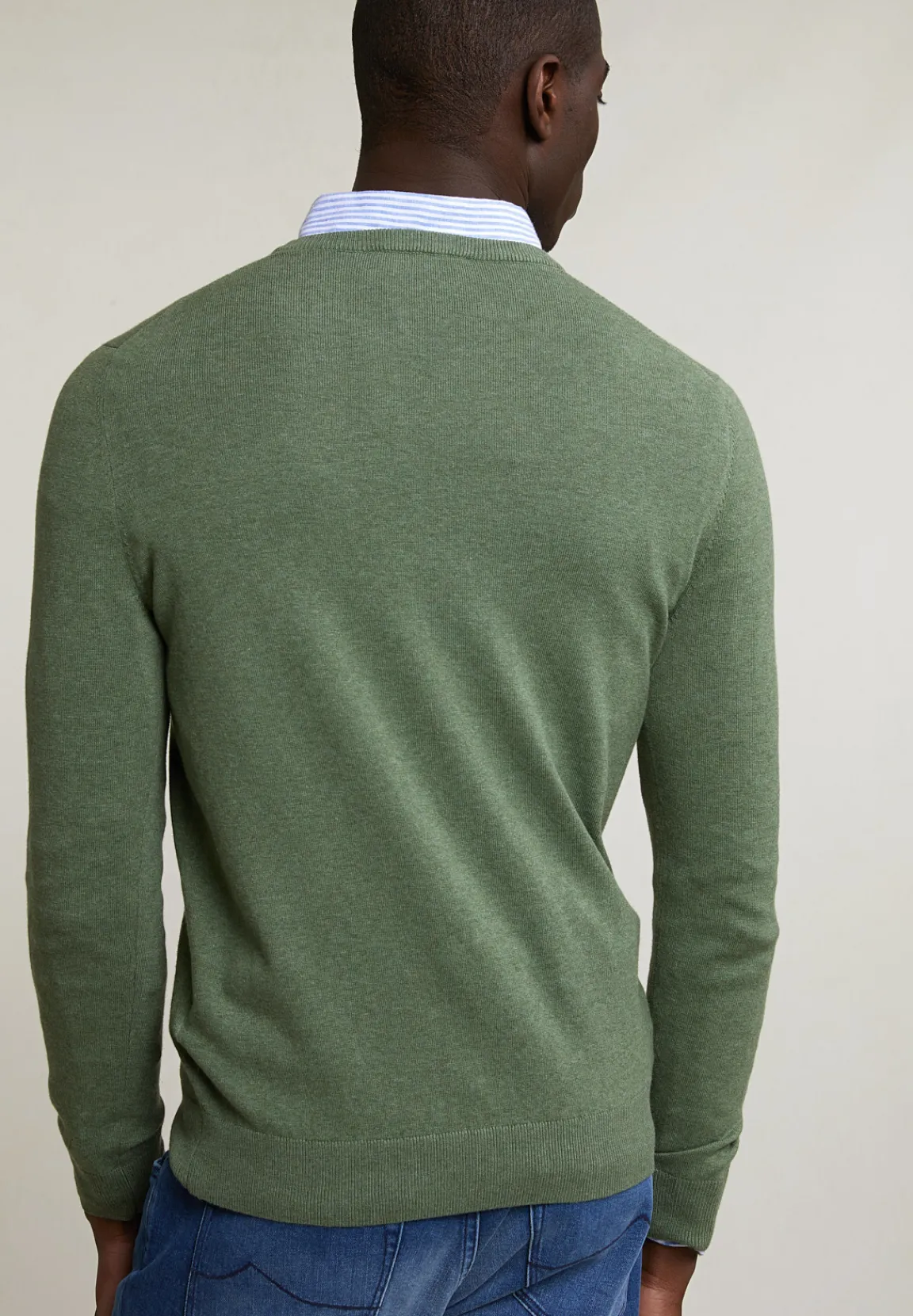 Clearance River Woods Normal fit basic katoenen trui ronde hals safari mix -