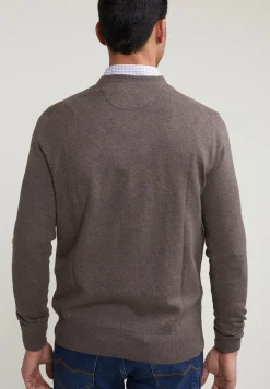 Hot River Woods Normal fit basic katoenen V-hals trui croissant mix -