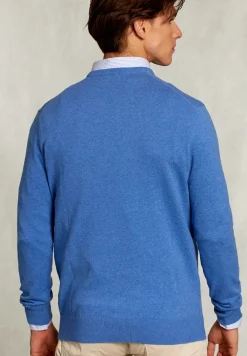 Sale River Woods Normal fit basic katoenen V-hals trui bluetiful mix -