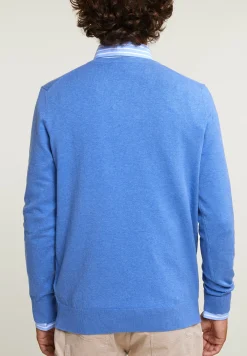 Online River Woods Normal fit basic katoenen trui ronde hals lt hamptons blue mix -