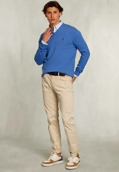 Sale River Woods Normal fit basic katoenen V-hals trui bluetiful mix -