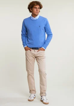 Online River Woods Normal fit basic katoenen trui ronde hals lt hamptons blue mix -