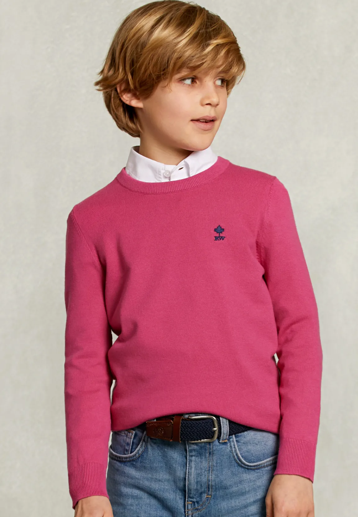 Clearance River Woods Normal fit basic trui ronde hals amaranth -