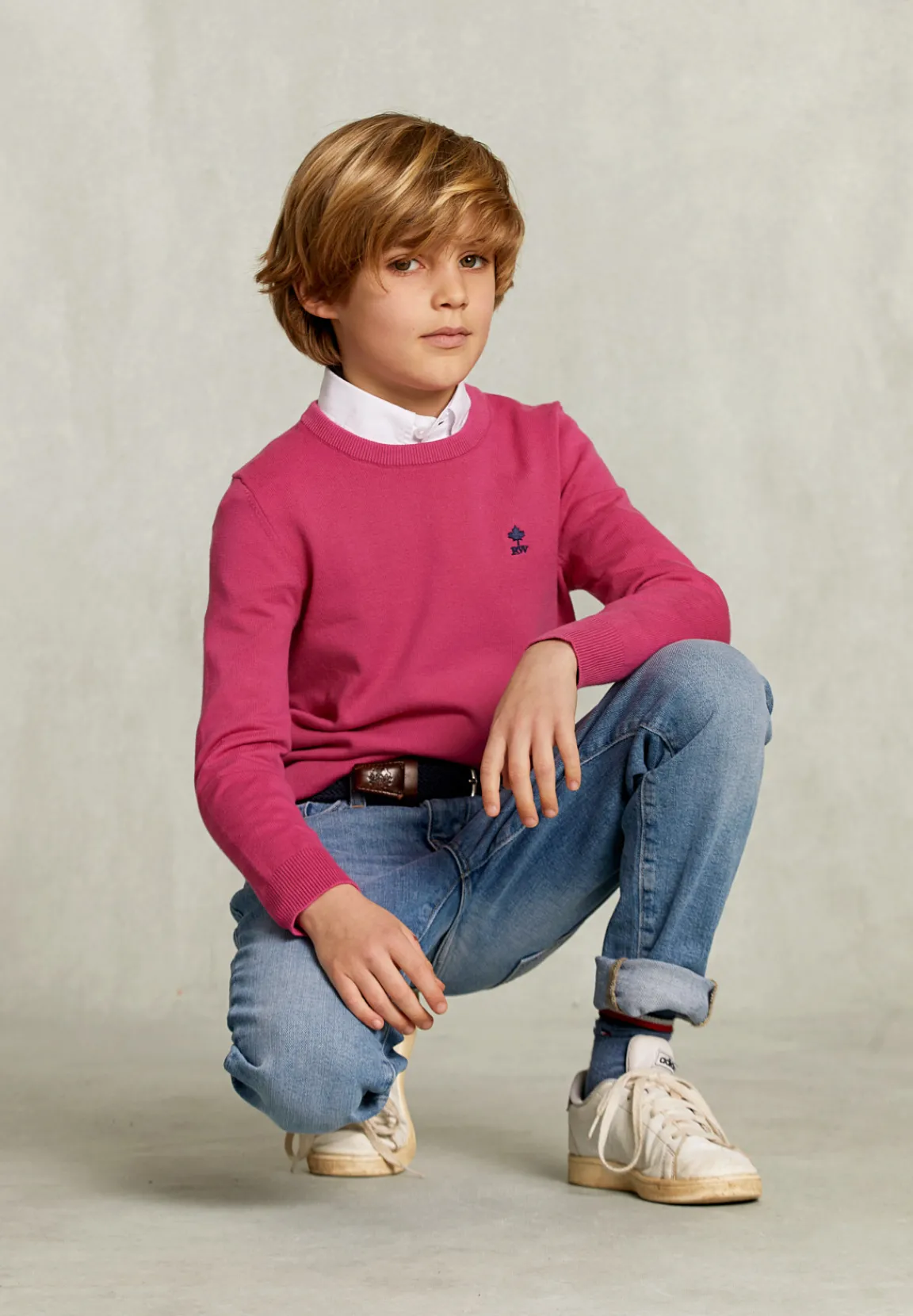 Clearance River Woods Normal fit basic trui ronde hals amaranth -