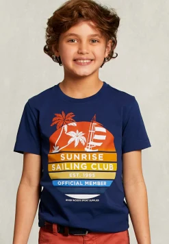 Outlet River Woods Normal fit basic T-shirt blue oxford -