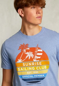 Outlet River Woods Normal fit basic T-shirt blue gin mix -