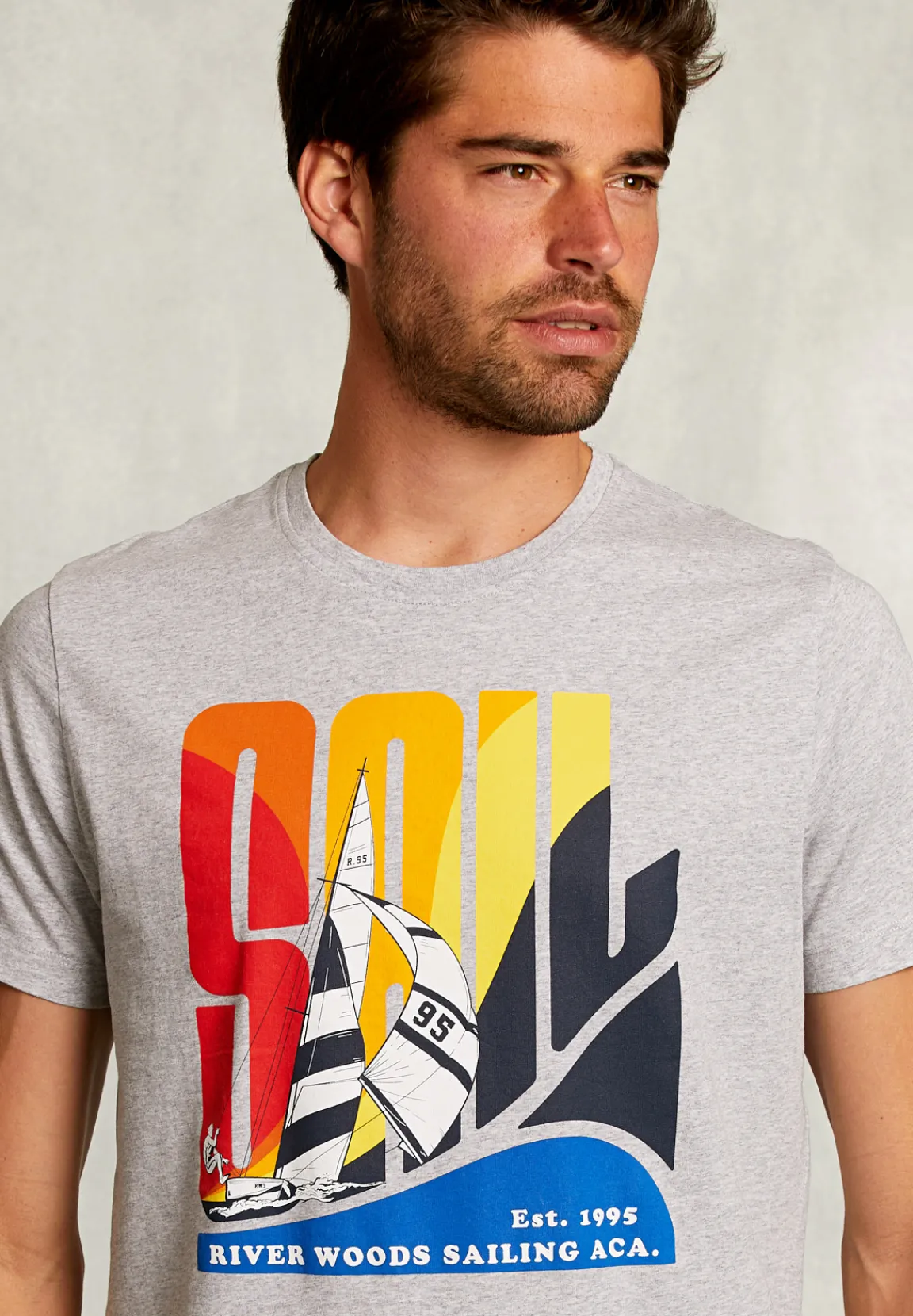 Clearance River Woods Normal fit basic T-shirt dark oyster mix -