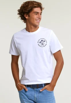 Hot River Woods Normal fit basic T-shirt korte mouwen wit -