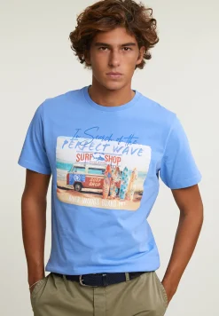 Sale River Woods Normal fit basic T-shirt korte mouwen sky -