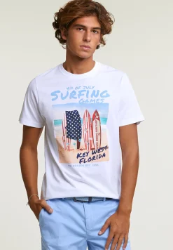 Discount River Woods Normal fit basic T-shirt korte mouwen wit -