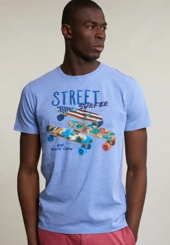 Outlet River Woods Normal fit basic T-shirt korte mouwen lt hamptons blue mix -