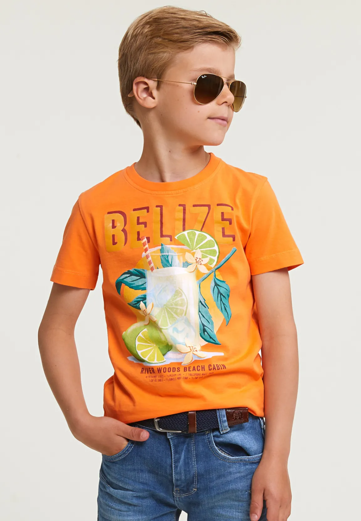 Discount River Woods Normal fit basic T-shirt korte mouwen electric orange -