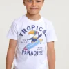 Hot River Woods Normal fit basic T-shirt korte mouwen wit -