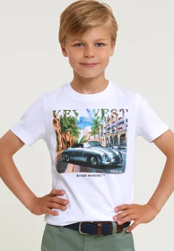 New River Woods Normal fit basic T-shirt korte mouwen wit -