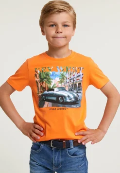Online River Woods Normal fit basic T-shirt korte mouwen electric orange -