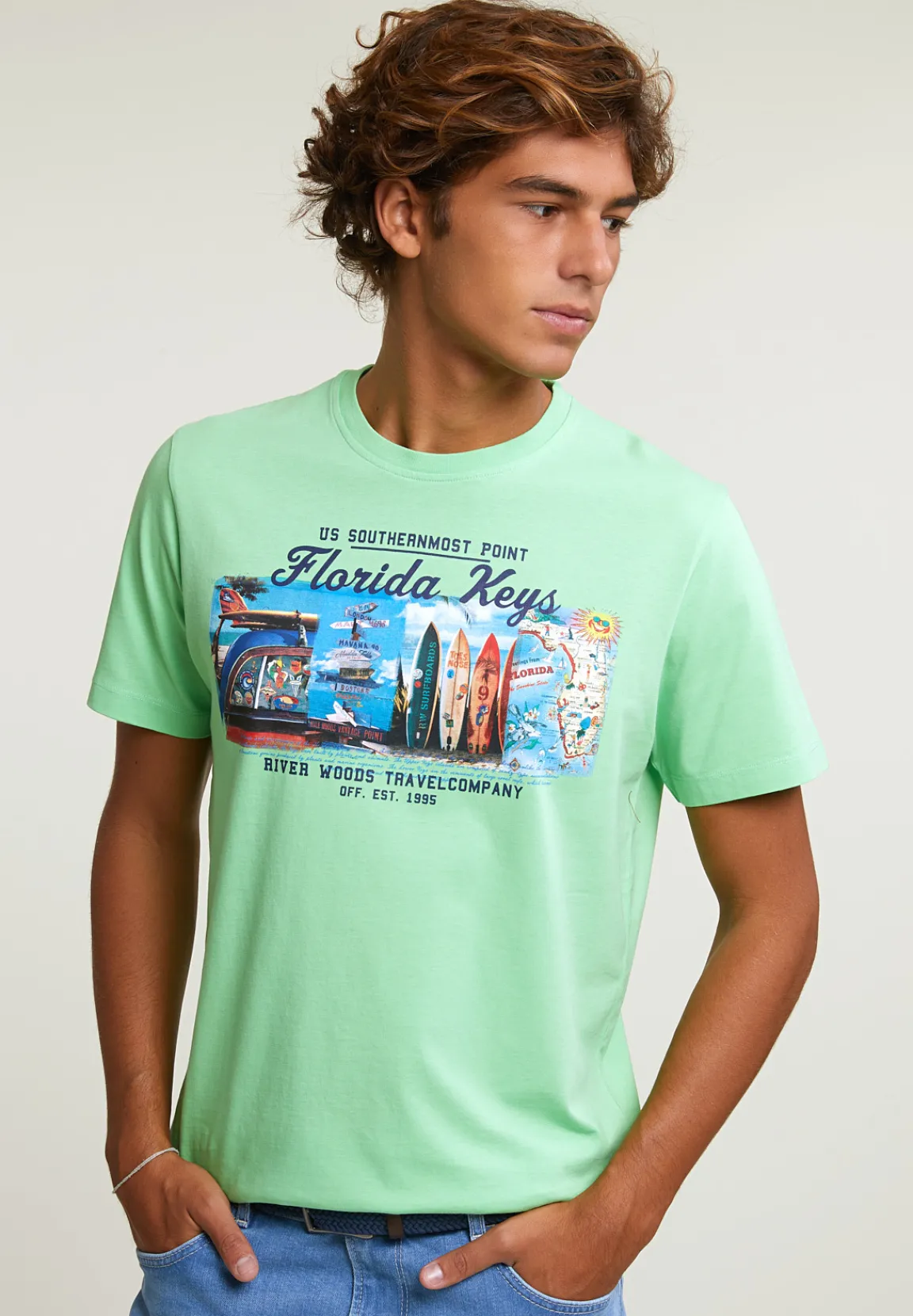 Hot River Woods Normal fit basic T-shirt korte mouwen mojito -