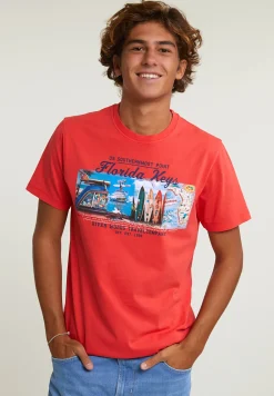 Best River Woods Normal fit basic T-shirt korte mouwen cornell red -