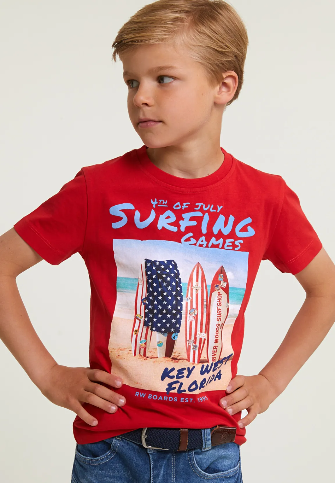 Best River Woods Normal fit basic T-shirt korte mouwen harvard red -