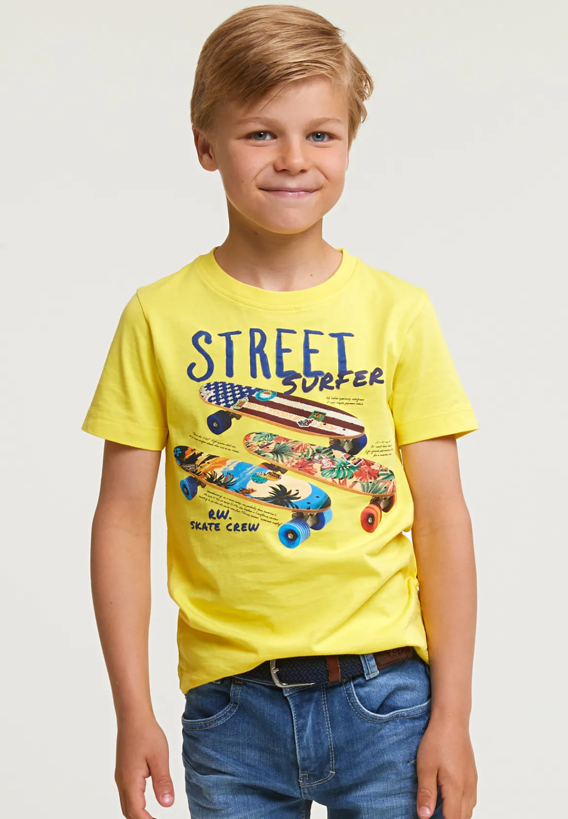 Clearance River Woods Normal fit basic T-shirt korte mouwen lemonade -