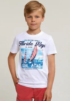 Hot River Woods Normal fit basic T-shirt korte mouwen wit -