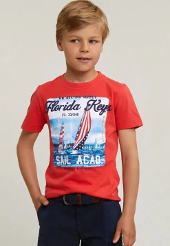 Clearance River Woods Normal fit basic T-shirt korte mouwen cornell red -