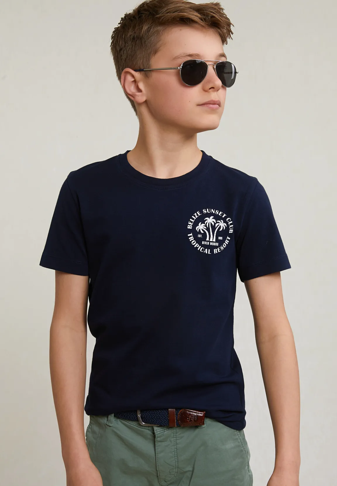Outlet River Woods Normal fit basic T-shirt korte mouwen navy -