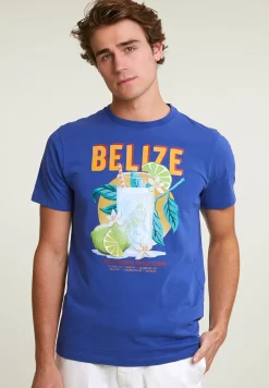 Outlet River Woods Normal fit basic T-shirt korte mouwen yale blue -