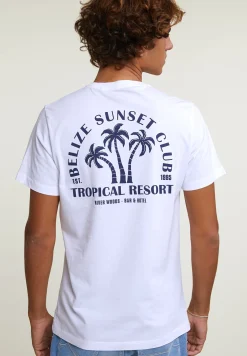 Hot River Woods Normal fit basic T-shirt korte mouwen wit -