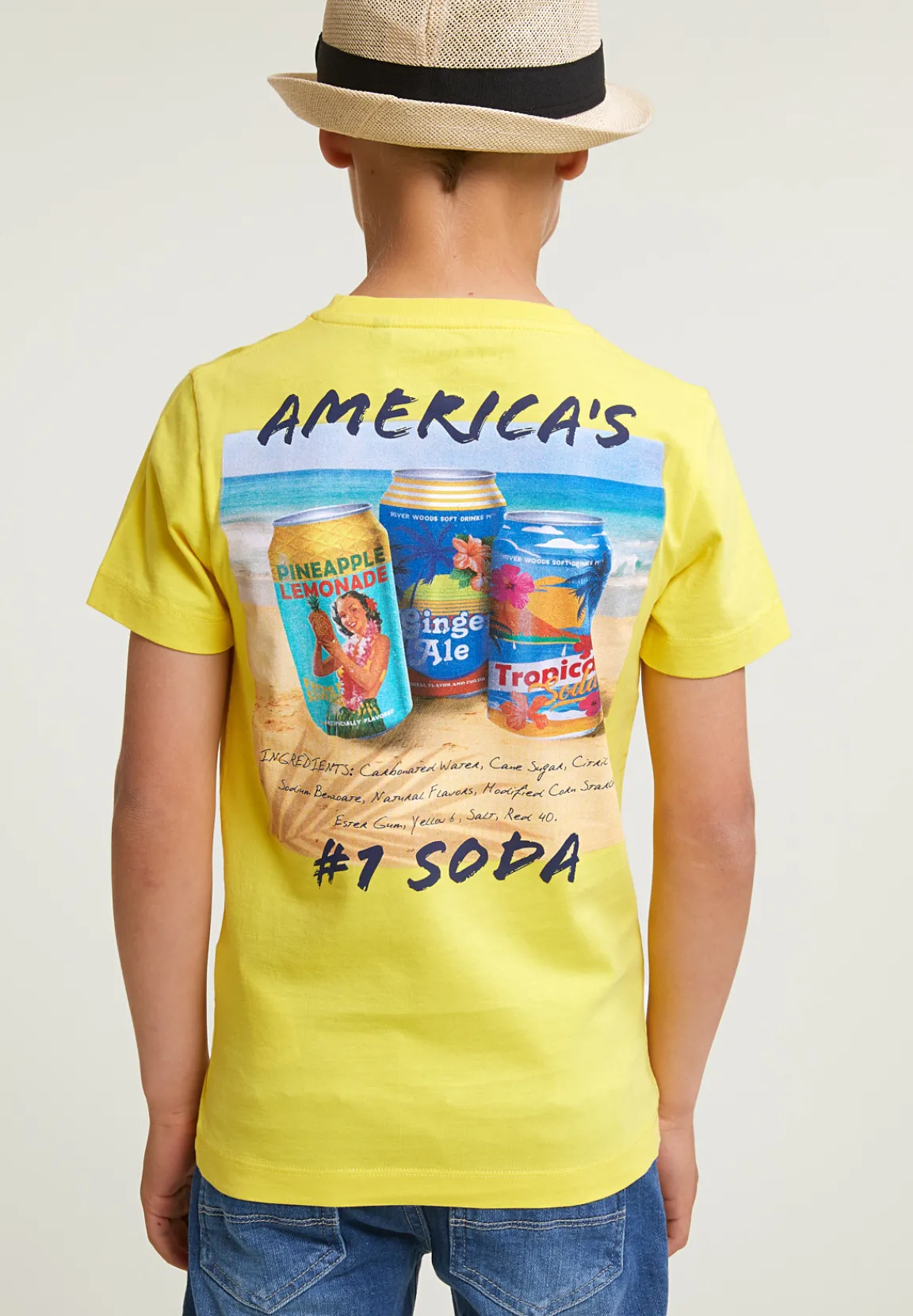 Outlet River Woods Normal fit basic T-shirt korte mouwen lemonade -