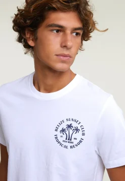 Hot River Woods Normal fit basic T-shirt korte mouwen wit -
