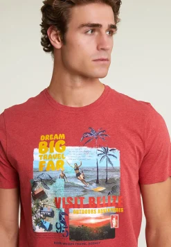 Clearance River Woods Normal fit basic T-shirt korte mouwen scarlet mix -