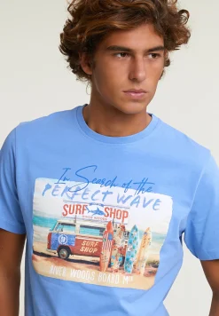 Sale River Woods Normal fit basic T-shirt korte mouwen sky -
