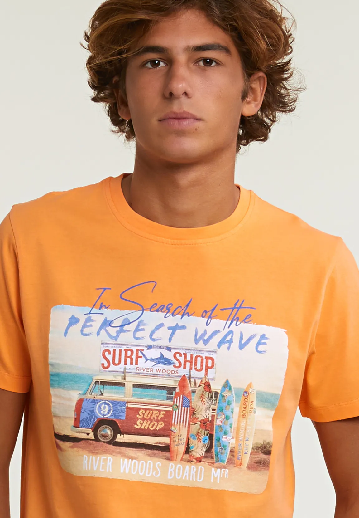 Discount River Woods Normal fit basic T-shirt korte mouwen peach -