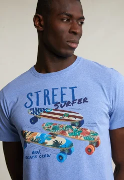 Outlet River Woods Normal fit basic T-shirt korte mouwen lt hamptons blue mix -