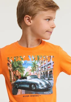 Online River Woods Normal fit basic T-shirt korte mouwen electric orange -