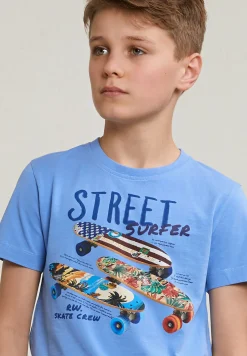 Hot River Woods Normal fit basic T-shirt korte mouwen sky -
