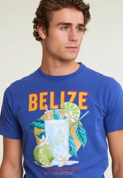 Outlet River Woods Normal fit basic T-shirt korte mouwen yale blue -