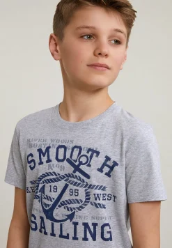 Outlet River Woods Normal fit basic T-shirt korte mouwen oyster mix -